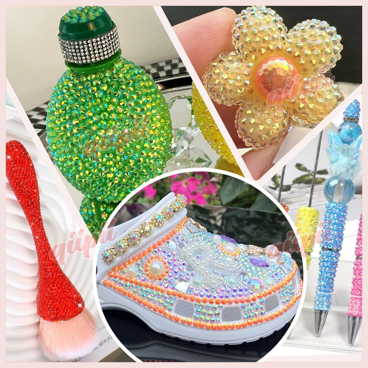 qiipii 48 Color 3mm SS10 Jelly AB & Crystal Colorful Resin Rhinestones for Bedazzling Crafting Flatback Stones Gems Diamonds Bedazzler Kit for Nails Eyes Face Makeup Tumblers Bottles DIY Crafts Shoes