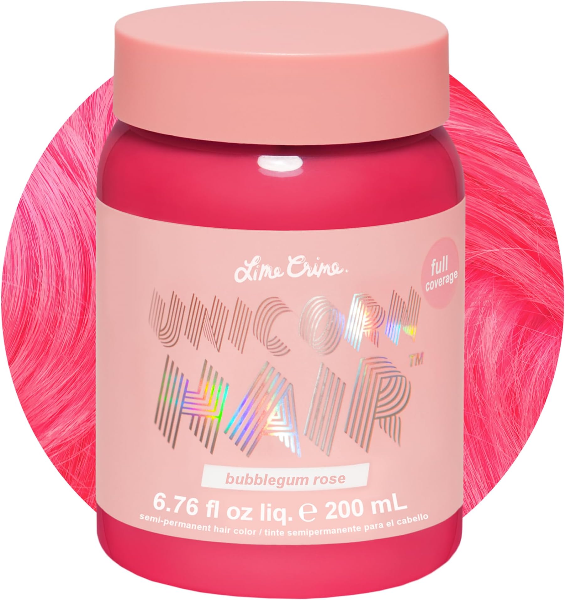 (Bubblegum Rose) - Lime Crime Unicorn Hair Semi-Permanent Hair Dye Bubblegum Rose (Warm Rose) Fantasy Hair Colour, 198mls