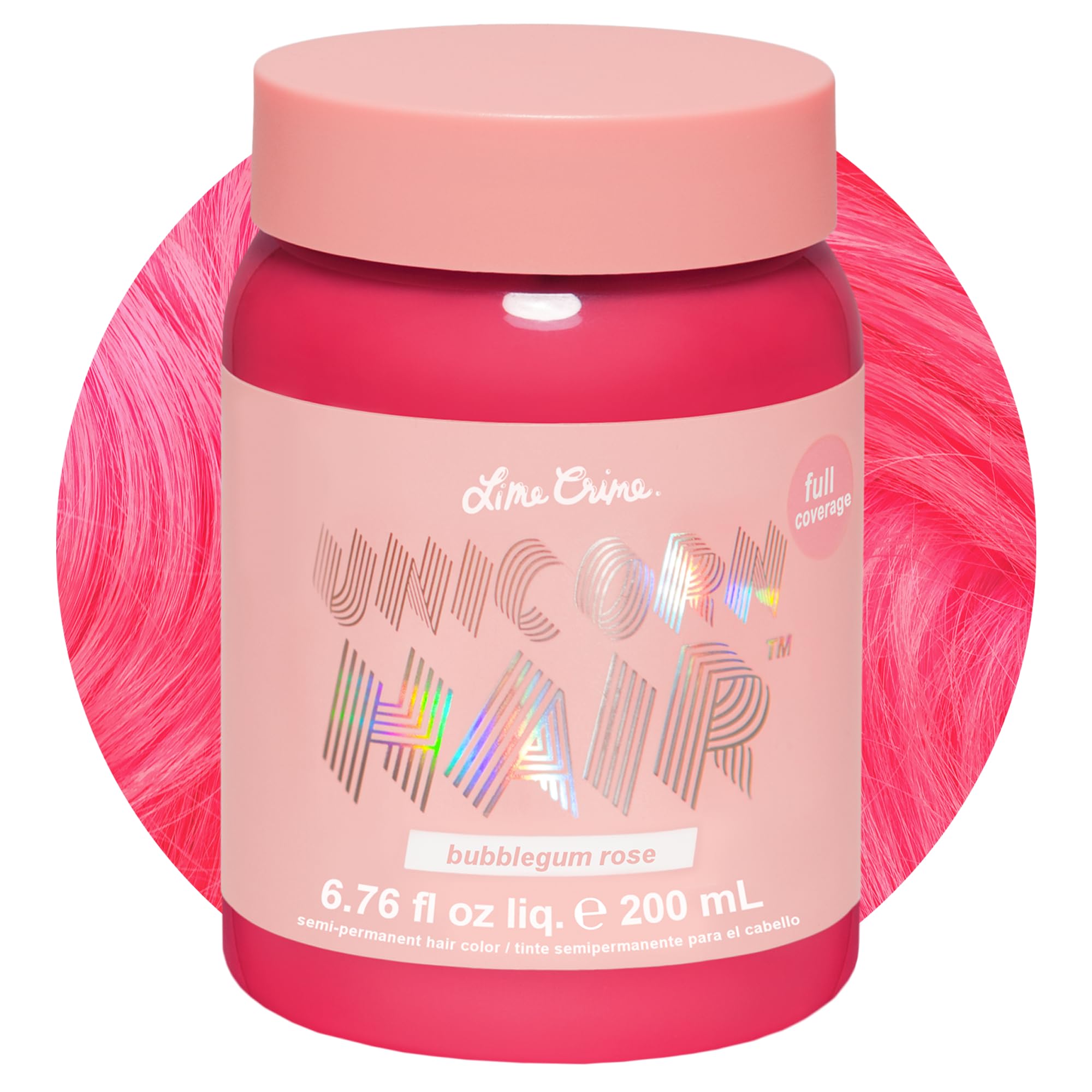 Full Coverage Unicorn Hair Dye, Bubblegum Rose - Damage-Free Semi-Permanent Hair Color Conditions & Moisturizes - Temporary Hair Tint Kit Has A Sugary Citrus Vanilla Scent - Vegan