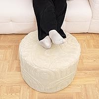 Vista 7 de Asuprui Reposapiés Otomano de Tela de Felpa – Puf de Espuma Suave de 20"x14" con Funda Extraíble Perfecto para Sala de Estar, Dormitorio y Lino