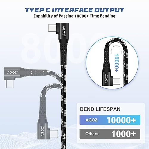 Miniatura 2 de Agoz - Cable USB C de carga rápida, cable trenzado de ángulo recto para Samsung Galaxy S24 S23 S22 S21, Note 20 10, A03s A14 A15 A23 A32 A42 A52 A53