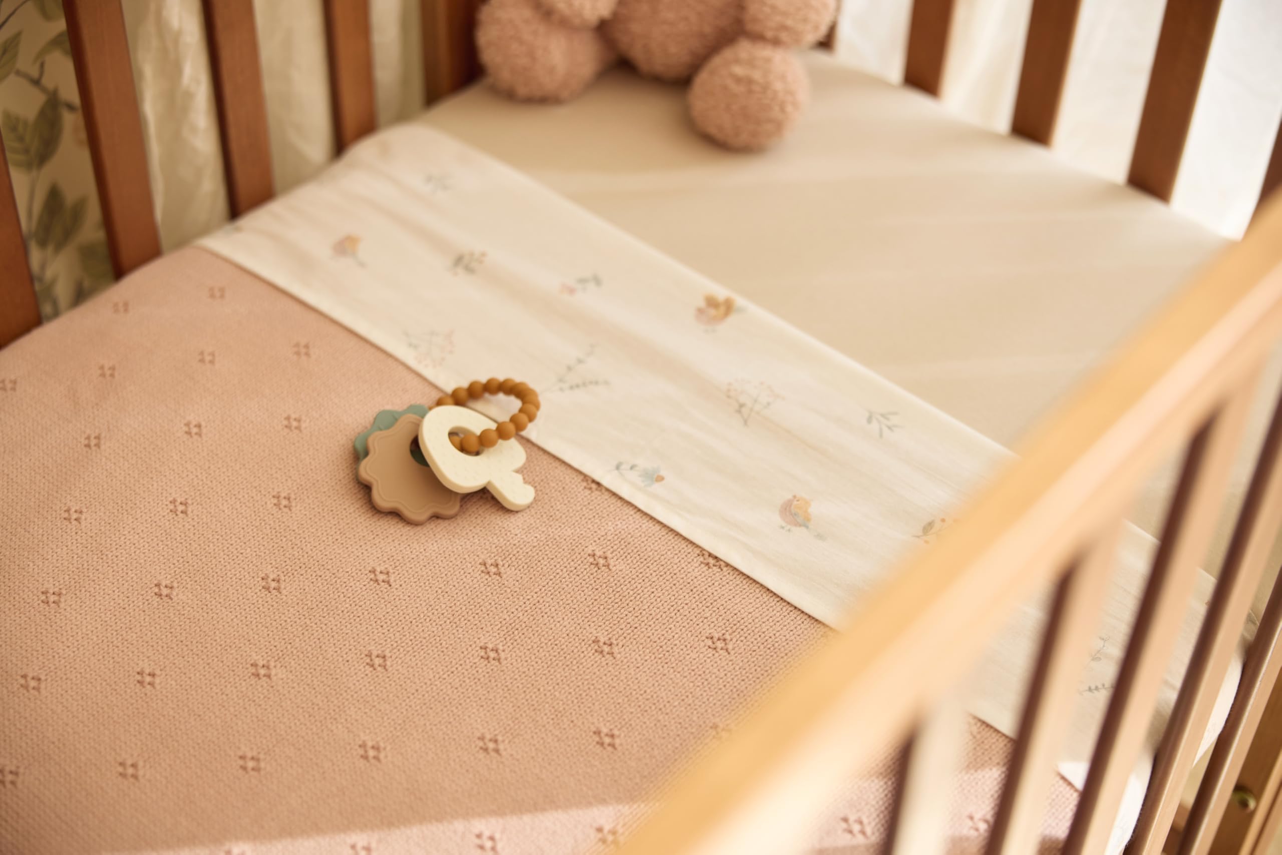 Jollein Kocyk dziecięcy Cosy Knit, Wild Rose – 75 x 100 cm – 60% bawełna, 40% akryl – do kołyski dla niemowląt – 1.0 TOG – certyfikat Öko-Tex – wzór dzianinowy