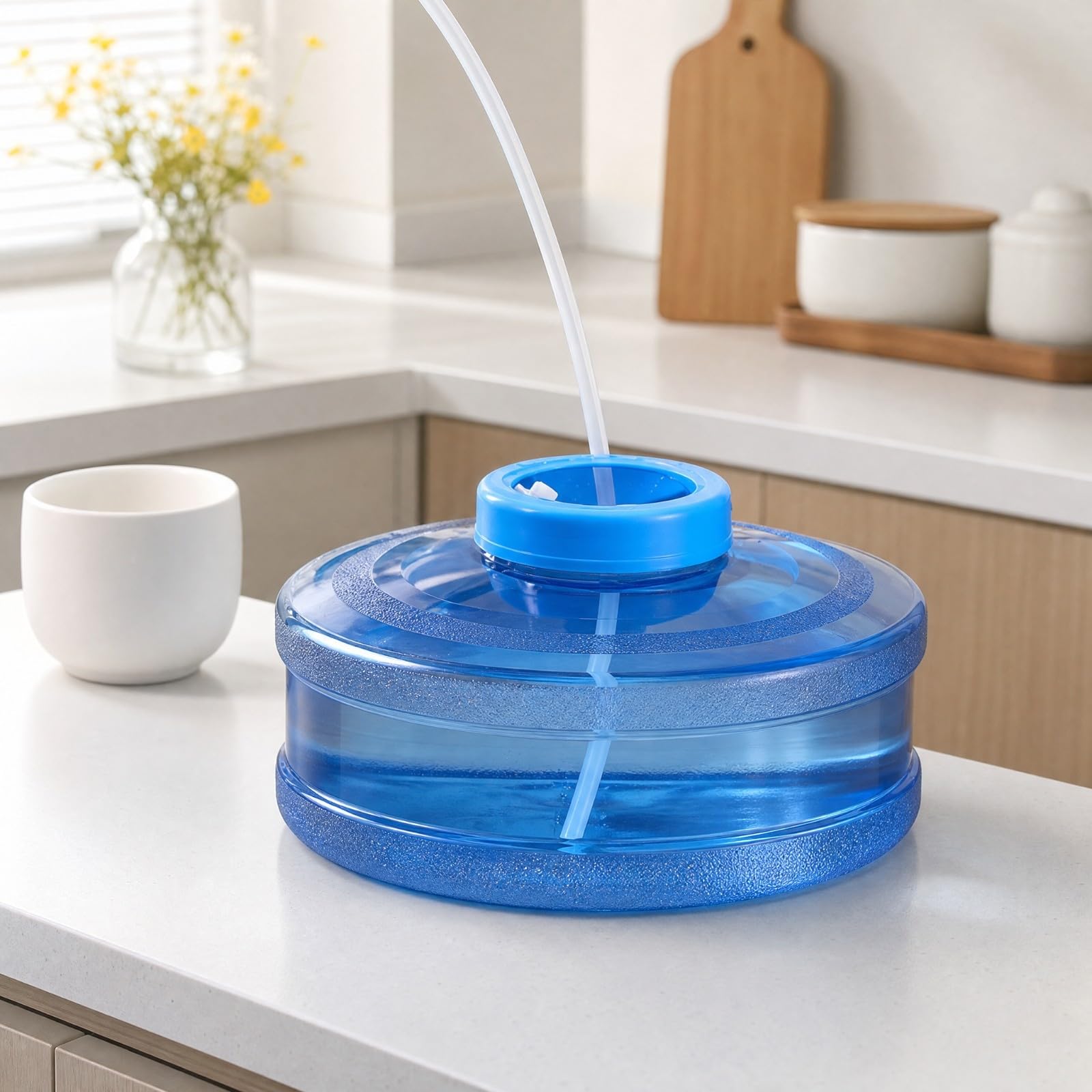 Cubo Agua bajo y Redondo Cubo Agua Plástico Alimentario Portátil para Hogar, Espacios Reducidos, 10L