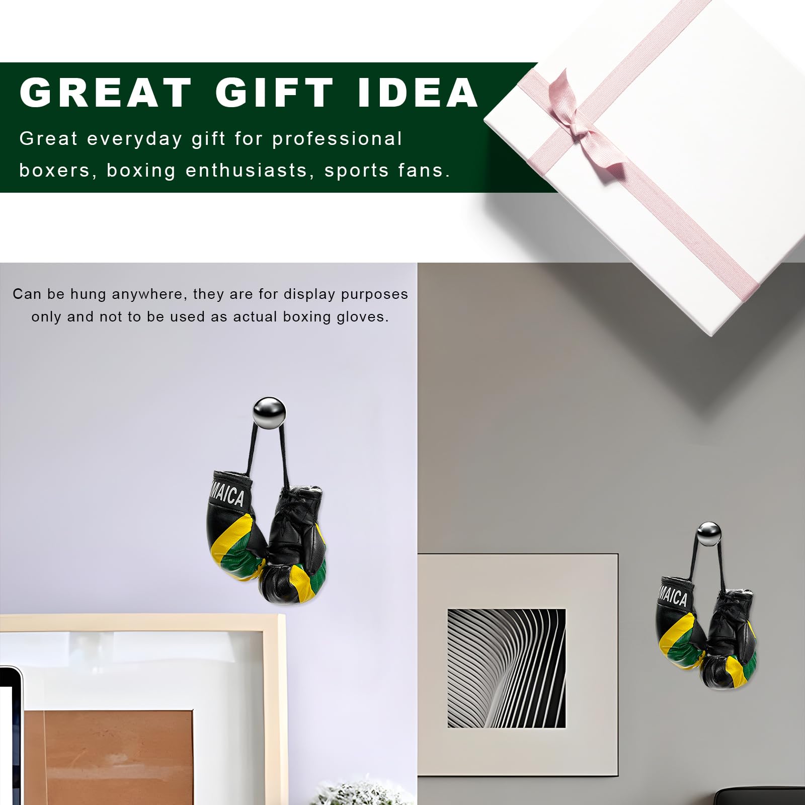 1 Pair Mini Boxing Gloves for Car Mirror Novelty Miniature Punching Gloves Automobile Mirror Hanging Accessories Christmas Ornament — view 6