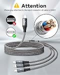 Multi USB Charging Cable C 3A,[2Pack 4ft] 3-in-1 Braided Nylon Charging Cable Fast Charging Cable for iPhone with Type-C, Micro USB, IP Port for iPhone17/16/15/14/Android and More