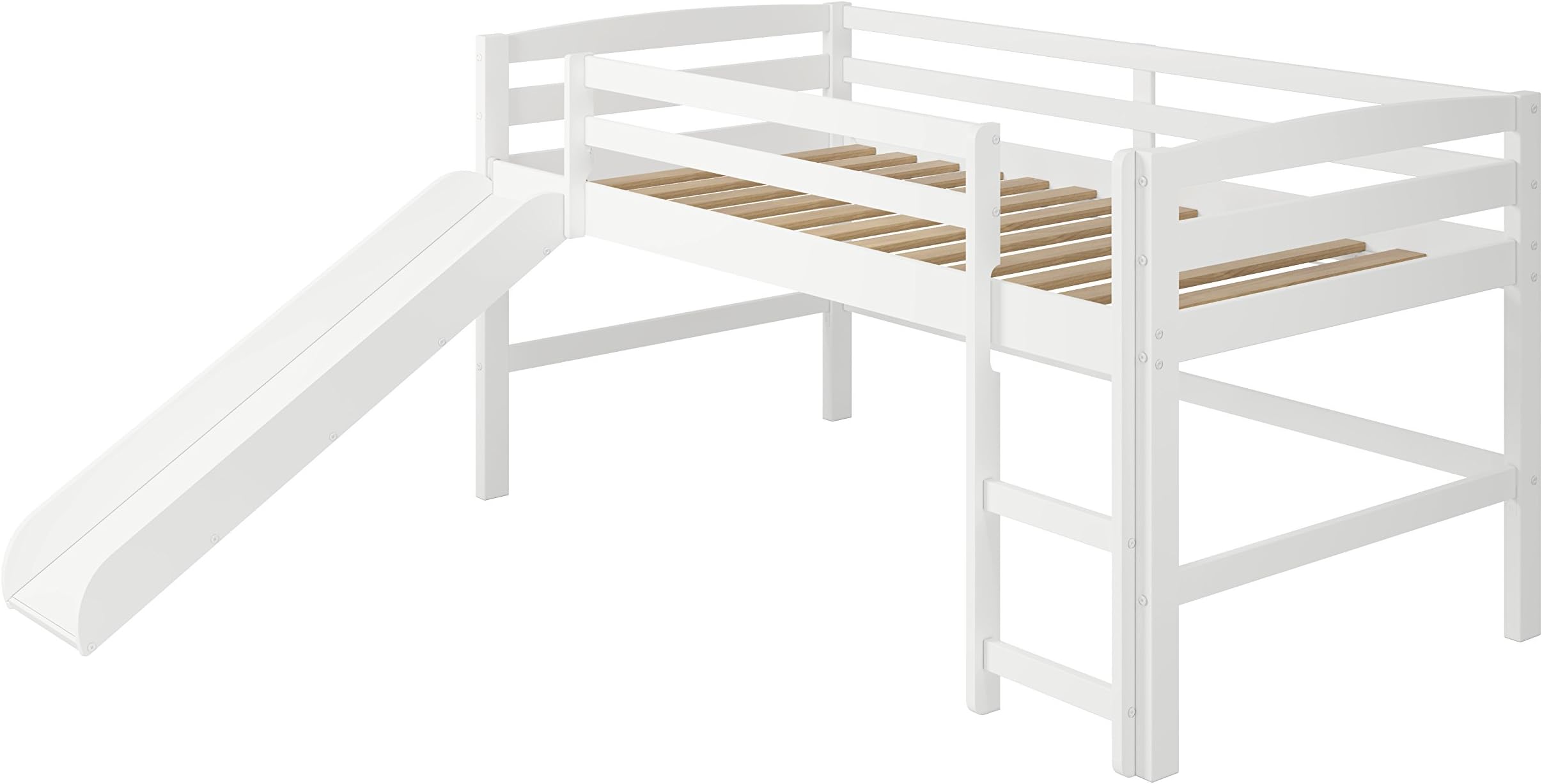 Woodcrest Mini Slide Loft Bed, Twin, White