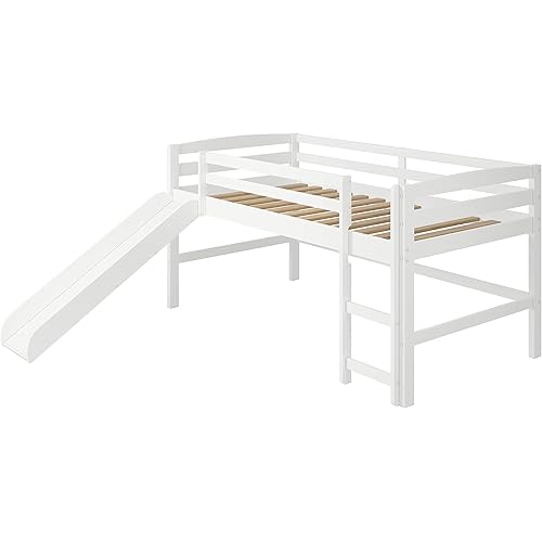 Woodcrest Mini Slide Loft Bed, Twin, White