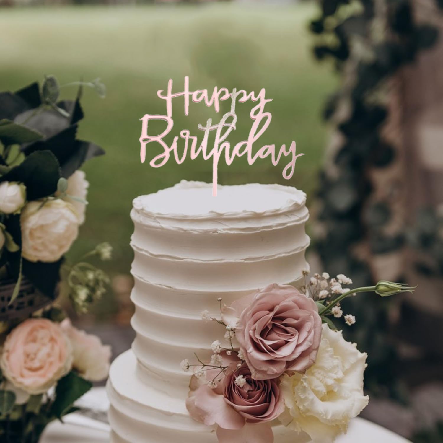 Happy Birthday Cake Topper - A0194 Mirror Gold Acrylic Celebration Decor - View #5