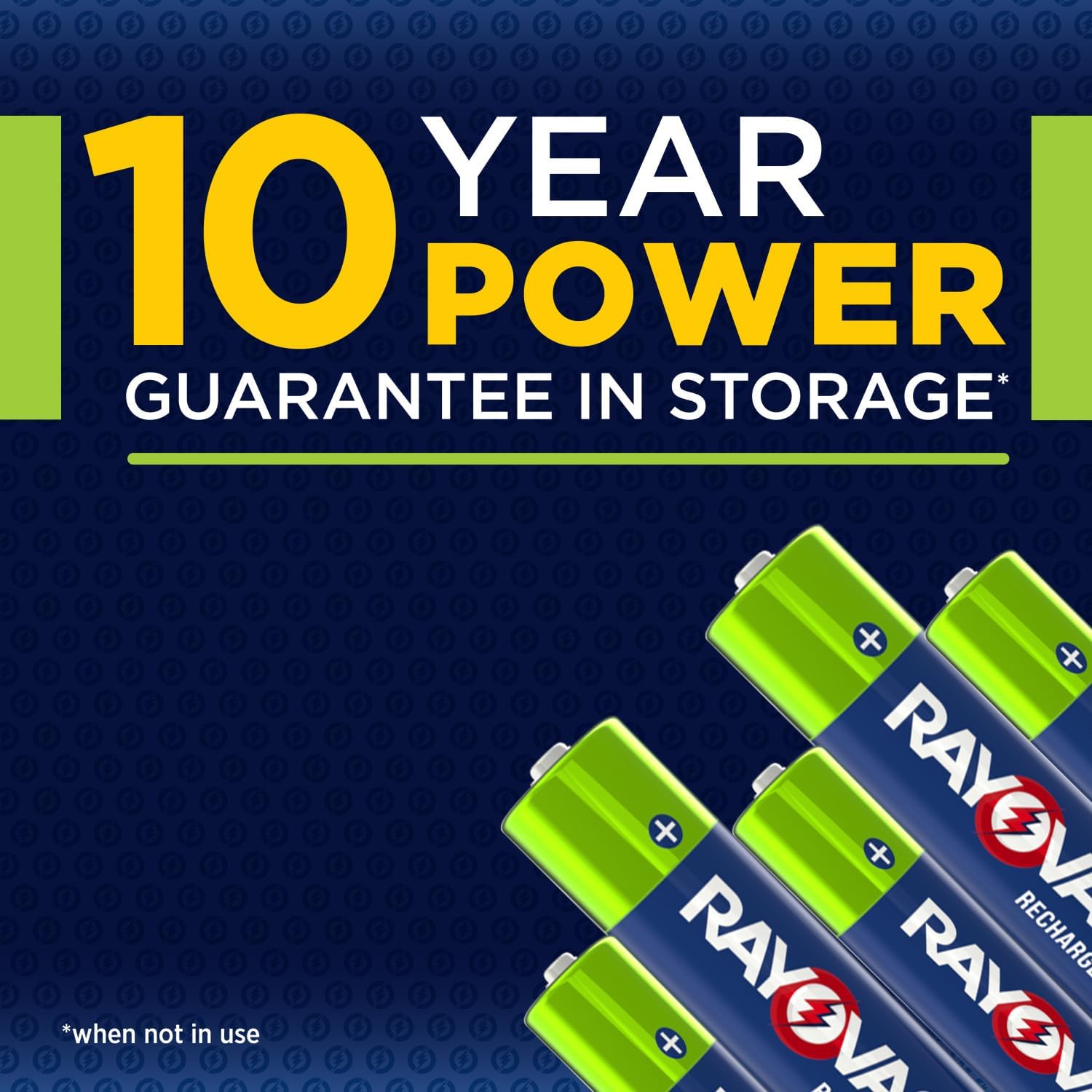 Rayovac Rechargeable AA Batteries 10 Year Power Guarantee in Storage