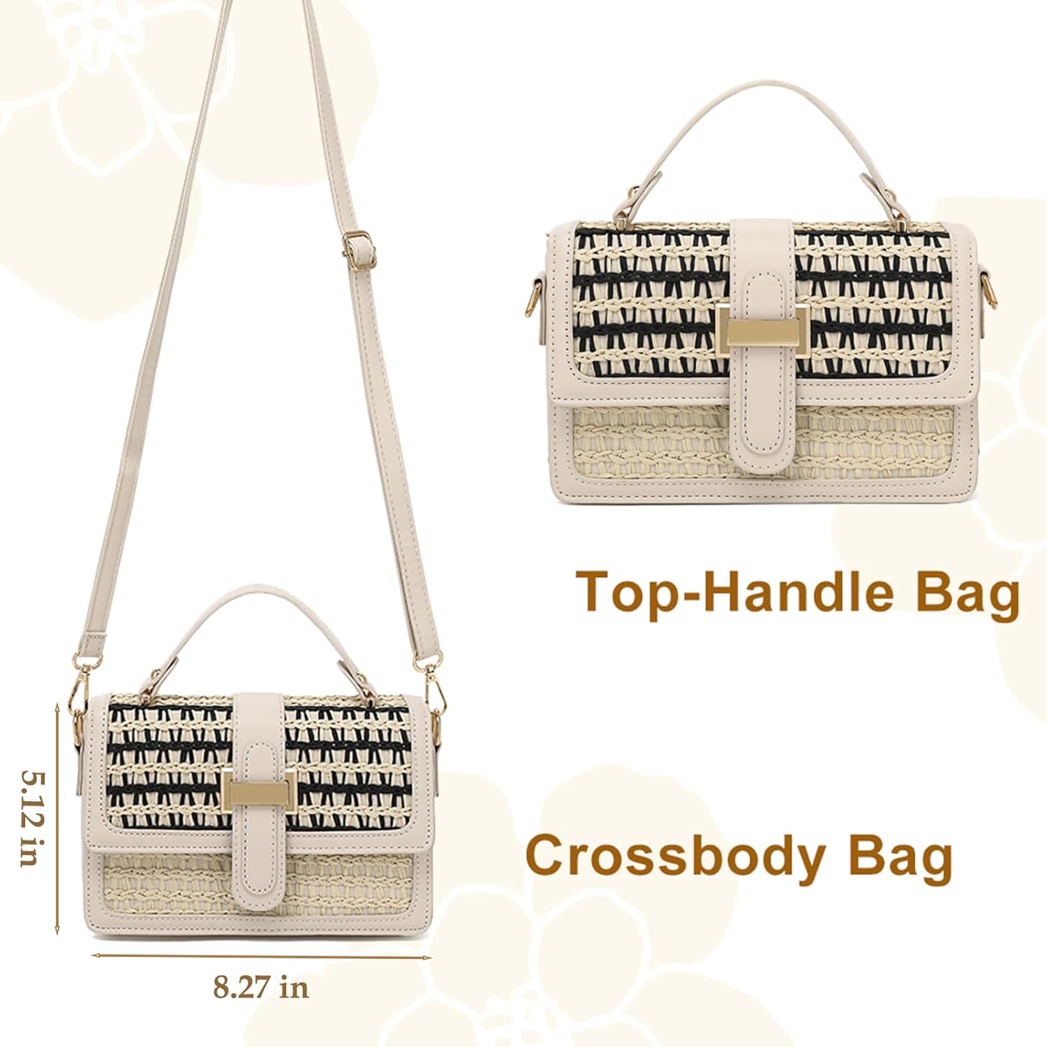 Fashion Straw Crossbody Bag for Women - Small Summer Beach Bag Elegant Woven Shoulder Purse for Vacation - Image 4