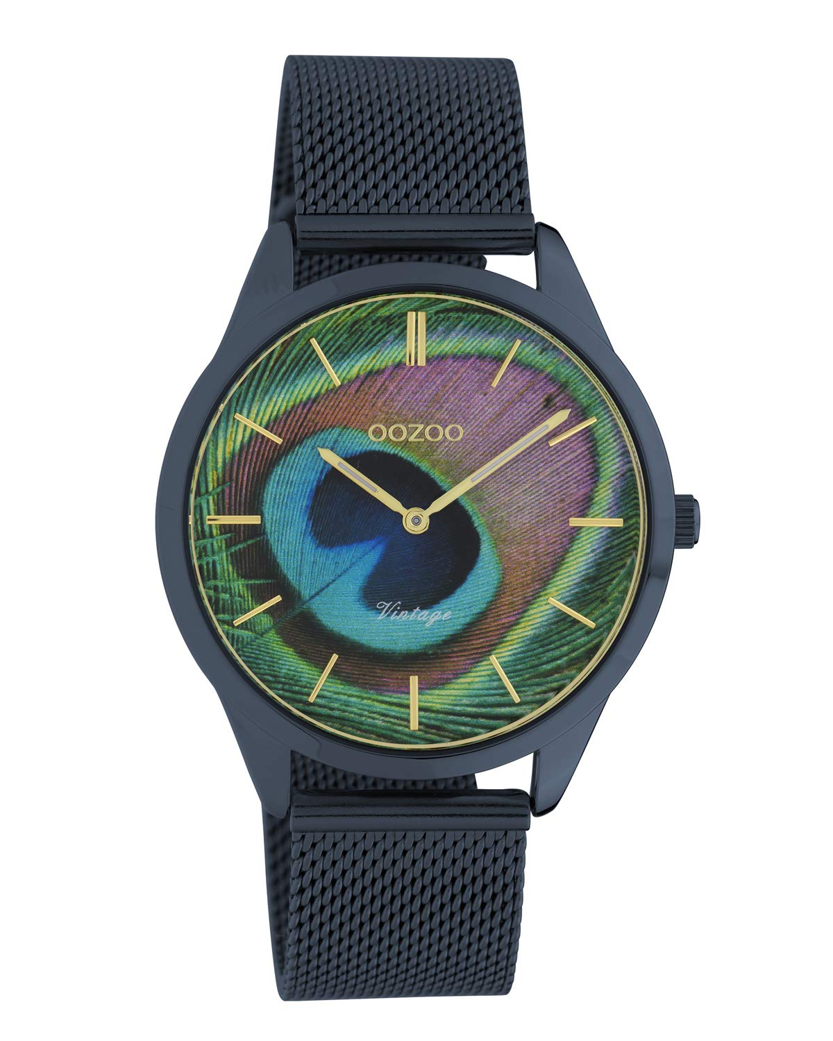 OozooVintage Women's Watch with Stainless Steel Milanese Strap Peacock Dial 43 mm