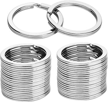 100 Pcs with 25mm to 28mm Round Key Rings Metal Flat Split Metal Rings for Home Keys and Crafts Circular Keychain Key Ring Circular Keyring Loop Connector Silver