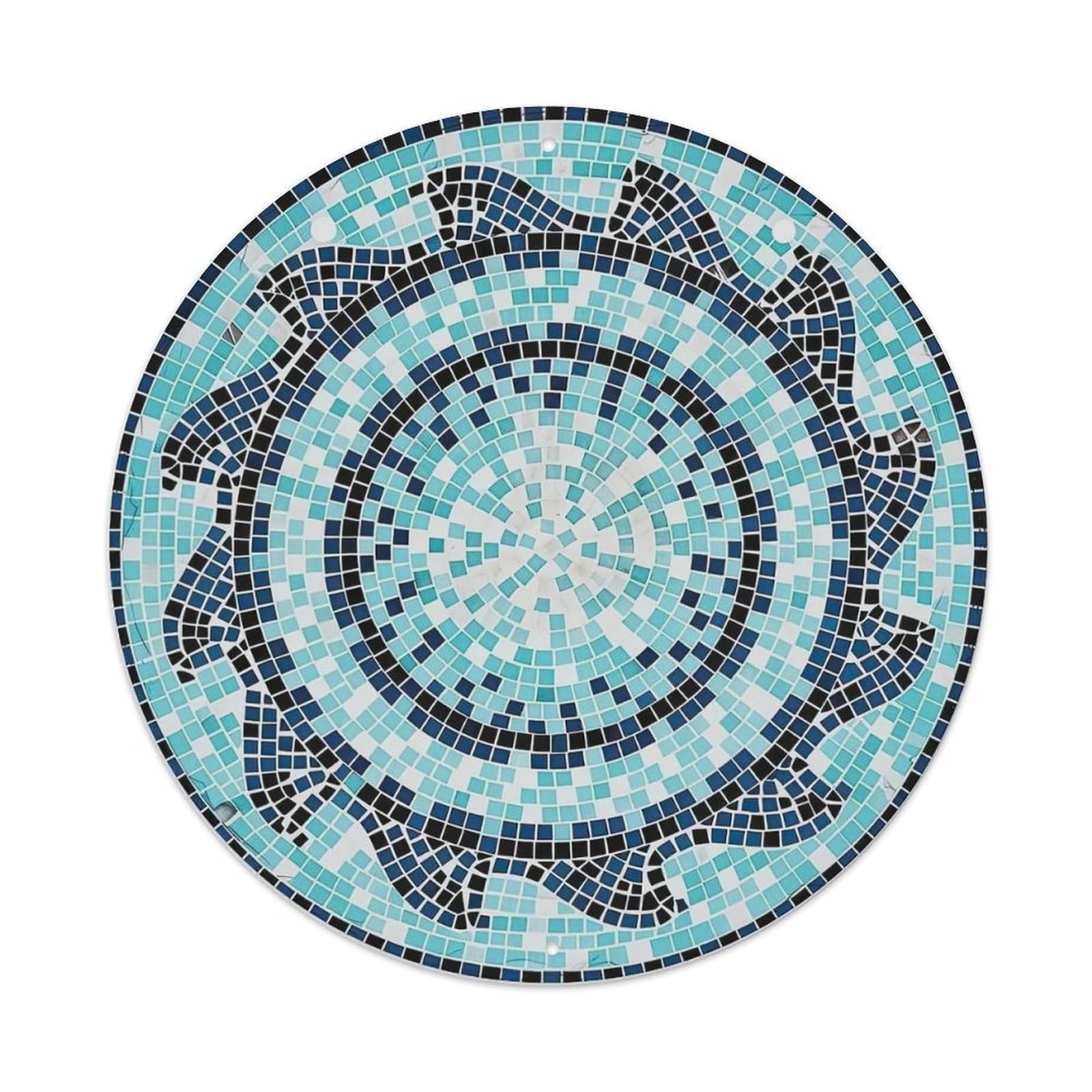 Circular Mosaic Turtle Pattern Design Metal Tin Sign