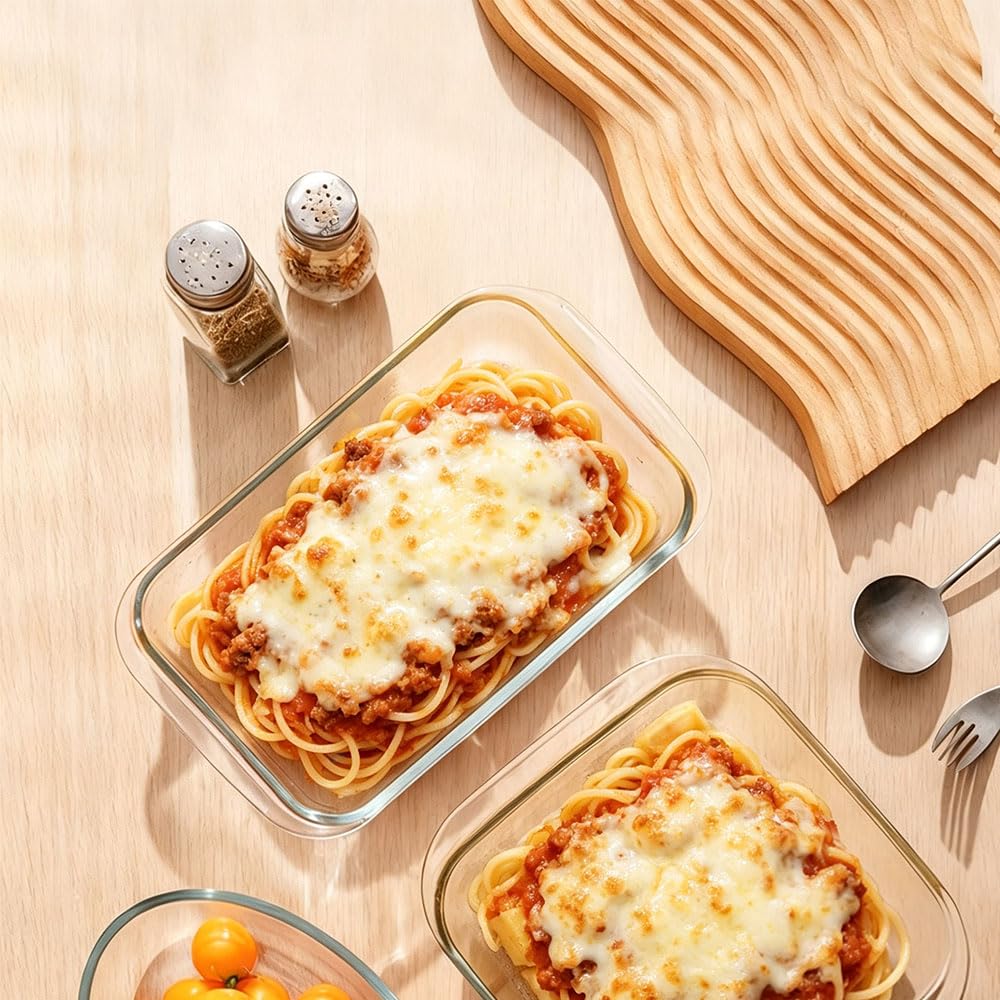 2.2 L Auflaufform Glas Mini Glas Lasagne Auflaufform mit Griff temperaturbeständig Rechteckige Glasform es Eignet Sich Zum Frühstück, Zu gegrilltem Fisch und Zu Salaten - 34,5 x 20,4 x 5,2 cm