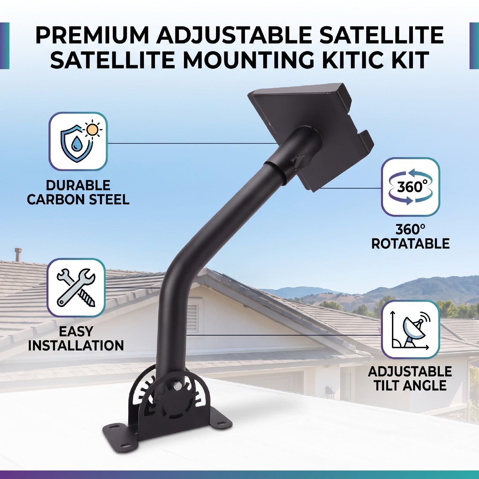 EMUKOEP Supporto per Antenna Parabolica per V3/4/4X, Kit di Montaggio a | Acciaio Al Carbonio Resistente, Resistente Alla Ruggine e Alle Intemperie, Compatibile con Pareti in Cemento e Legno,