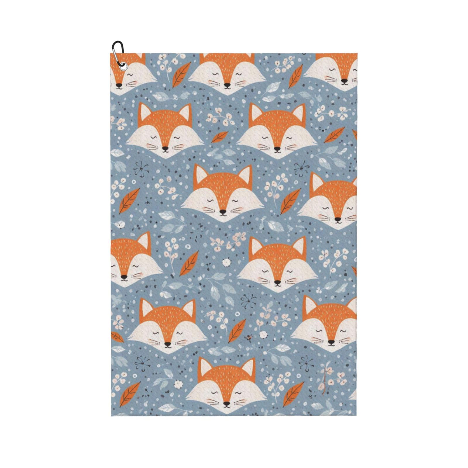 Oudrspo Adorable Cartoon Fox Multi-Functional Golf Towel | Absorbent Quick Drying 16x24in