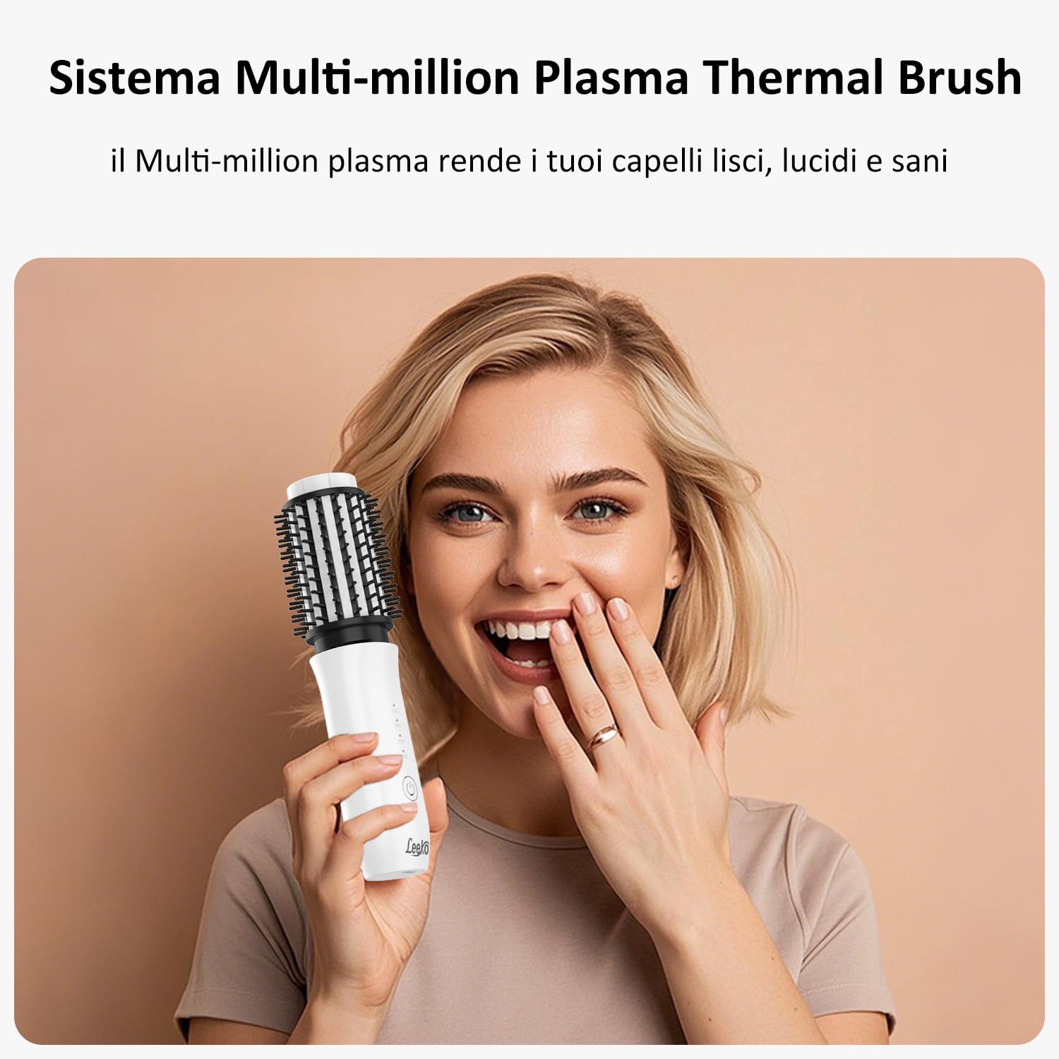 Leeko Spazzola Lisciante Senza Fili, Spazzola Arricciacapelli Senza Fili da 40mm,4 Temperature Thermal Brush, Pettine Spazzola Riscaldata per Capelli (bianco)
