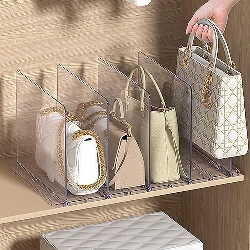 Miniatura 6 de WADORN Exhibición de bolsa de plástico para armario, bolsa de plástico dividida, organizador ajustable para bolsos y bolsos, organizador de bolso