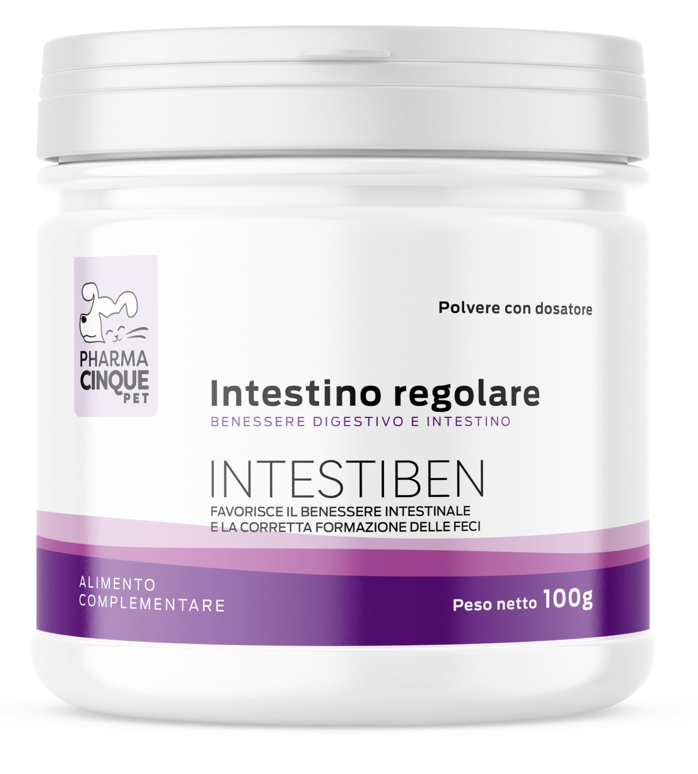Probiotici per Cani e Gatti – Supporto in caso di Feci Molli e Squilibri Intestinali – Fermenti Lattici Cane – Intestino Sensibile – PHARMACINQUEPET Intestiben 100 g