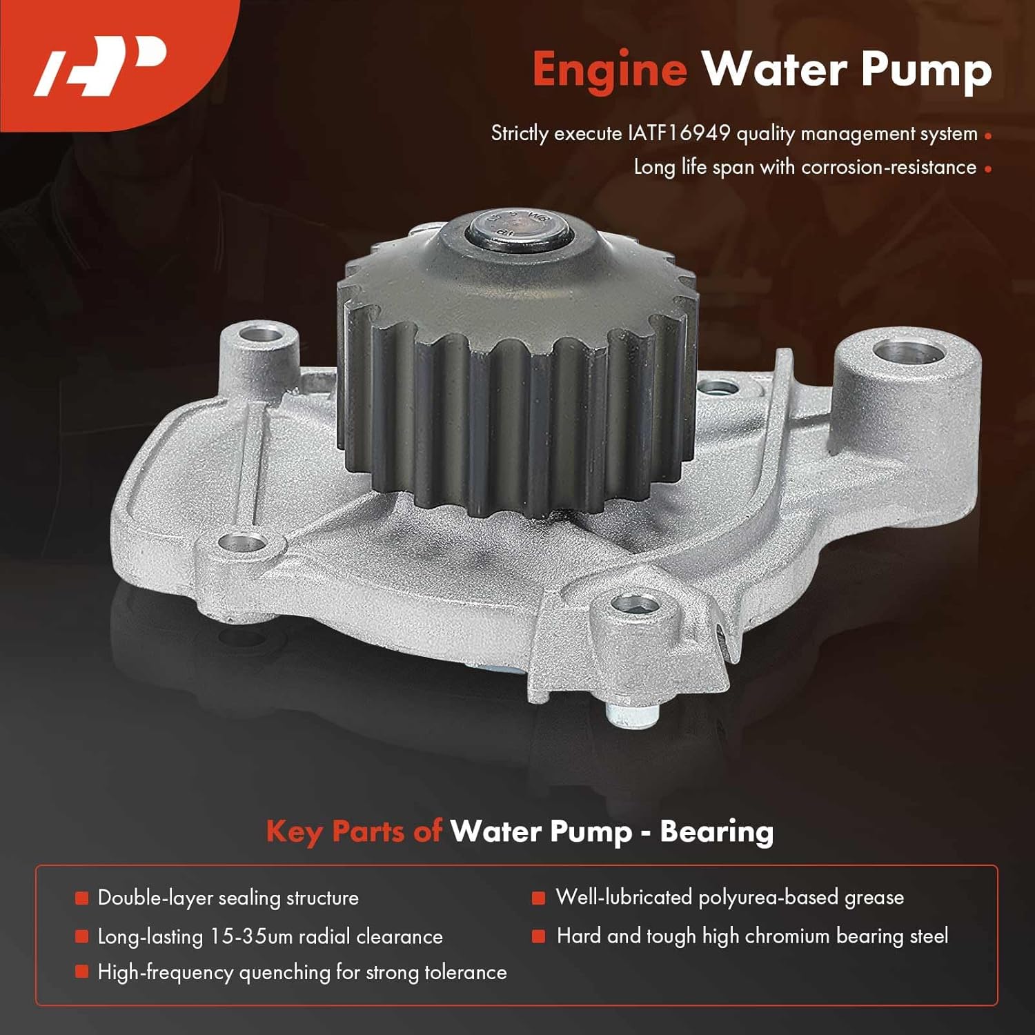 A-Premium Engine Timing Belt Kit with Water Pump Compatible with Honda Cars - Civic 1992-1995, Civic del Sol 1993-1995 - 1.6L