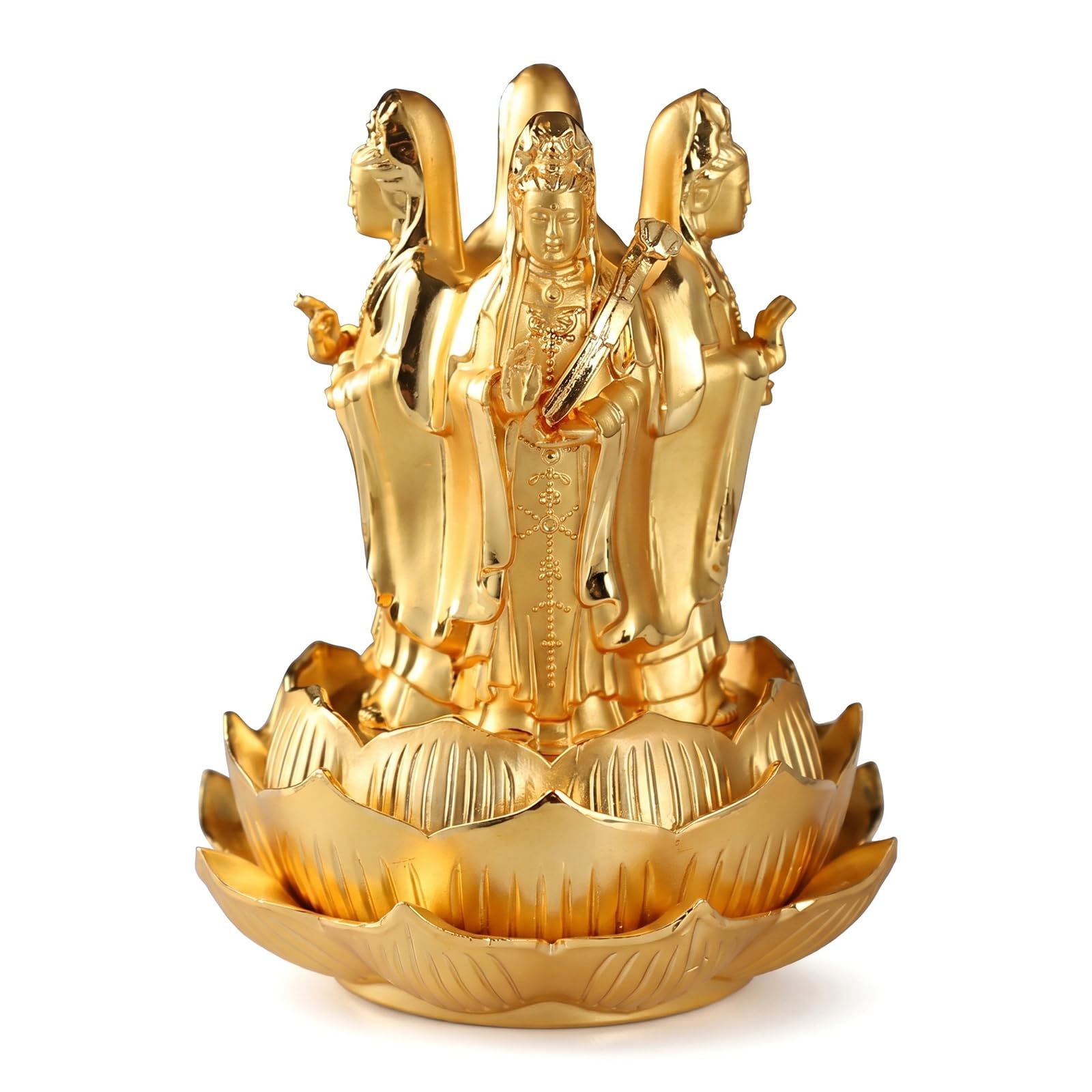 Bouddha Guanyin Quatre Faces - Statue Feng Shui en résine alliage pour décoration de voiture