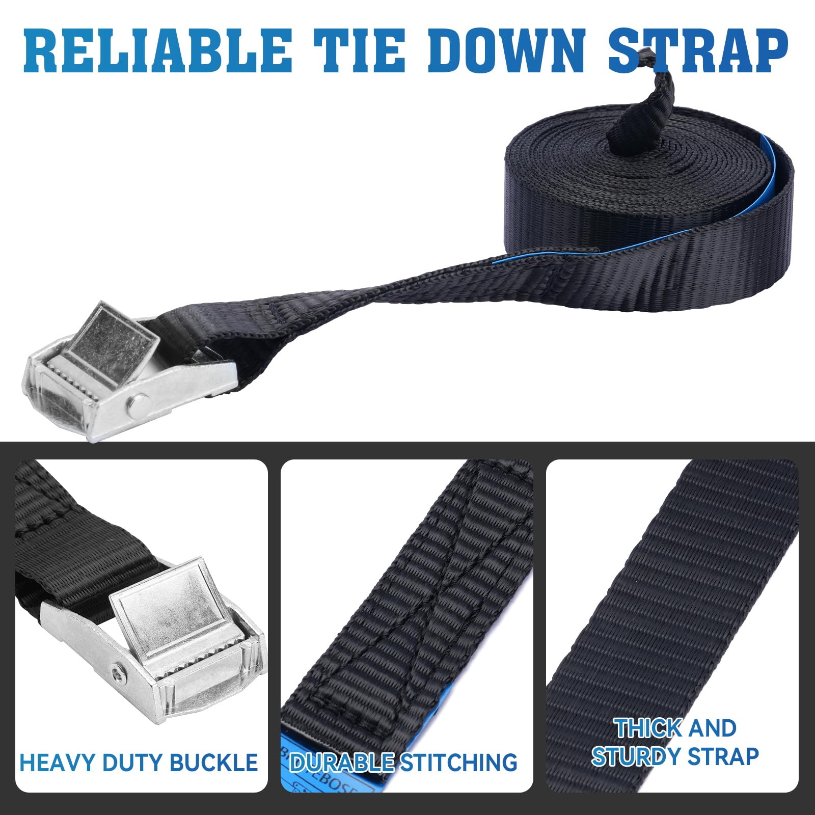 Heavy-Duty Lashing Straps - 10ft Adjustable -2