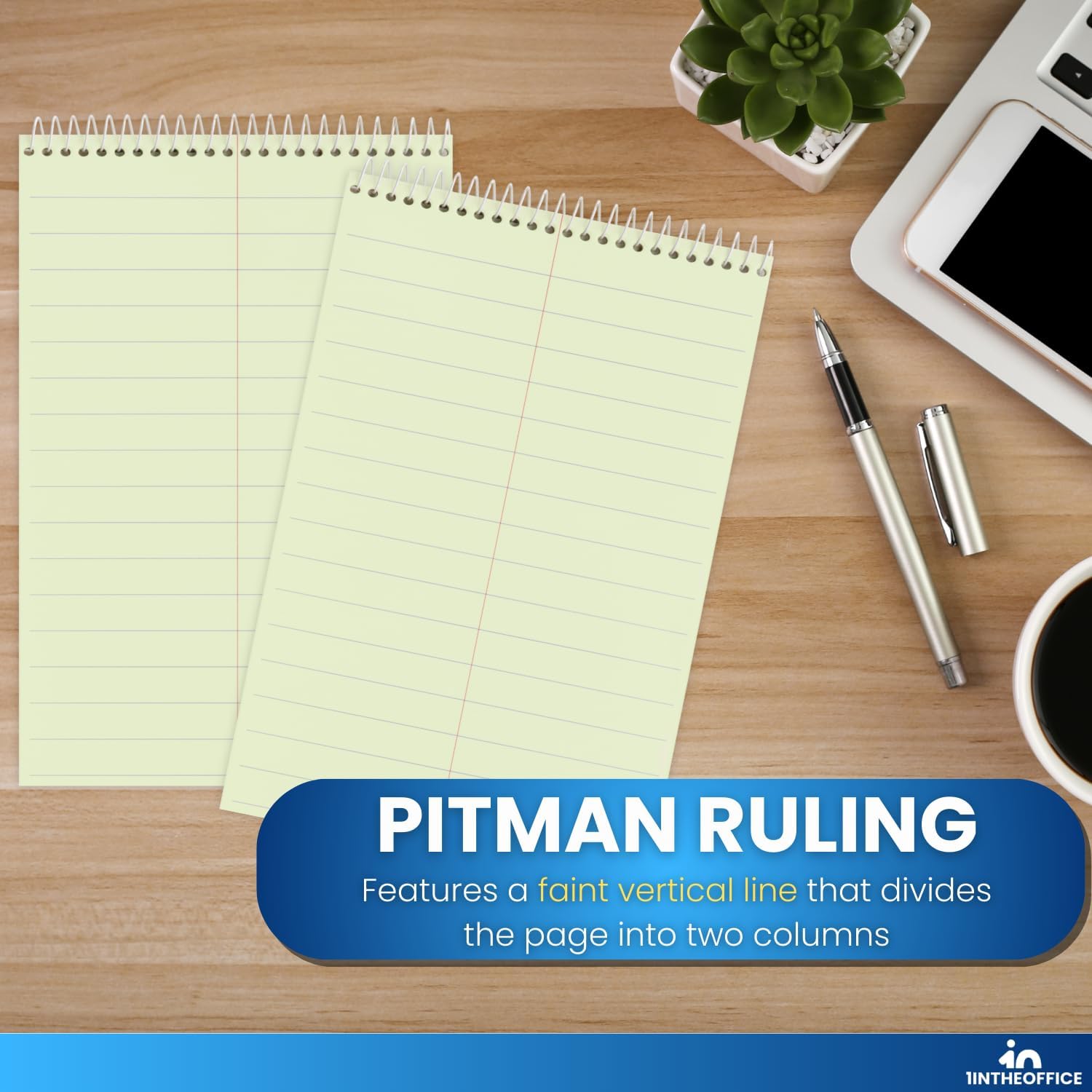 1InTheOffice Steno Pads Spiral 6x9, Steno Note Pads, Spiral Steno Pads, Pitman Rule, 60 Sheets/Pack, Green, 12 Pack - Image 5