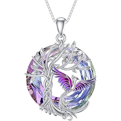 TOUPOP Phoenix Necklace 925 Sterling Silver Crystal Pendant Phoenix Rising Jewelry Women Birthday Gifts
