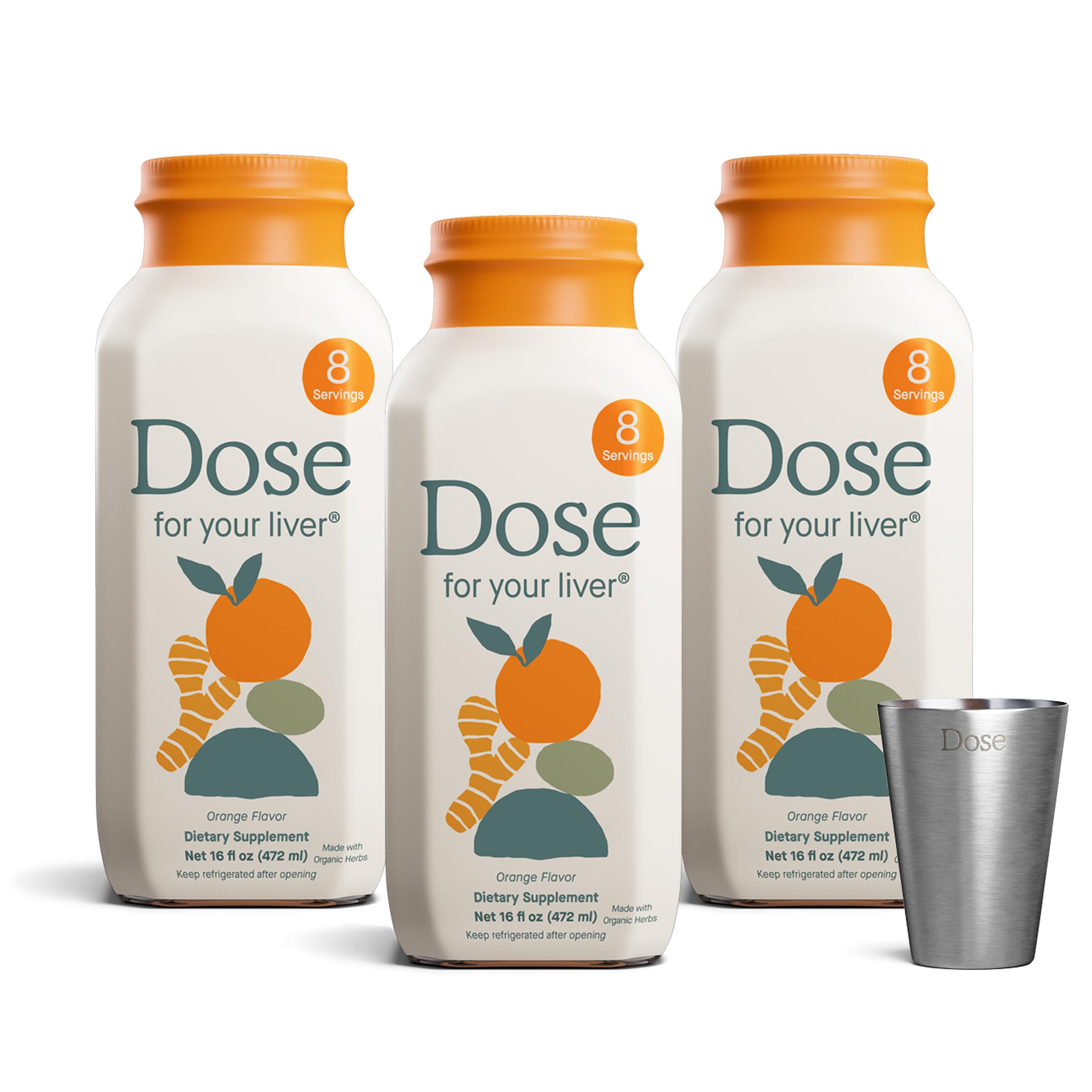 Dose for Your Liver — Suplemento fitoterápico de cardo-mariano com cúrcuma, dente-de-leão e gengibre, 300 mg de curcuminoides, 3 garrafas de 473 mL