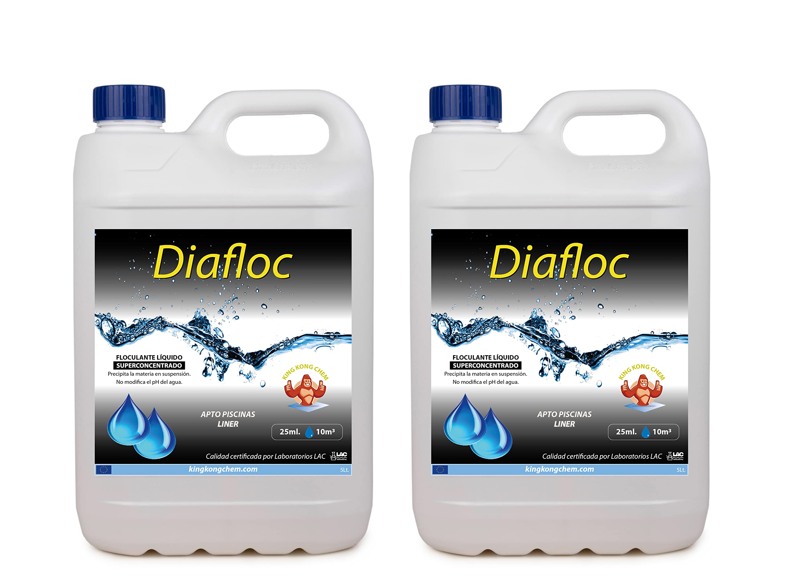 Pack 2 UDS - FLOCULANTE líquido para Piscinas súper Concentrado DIAFLOC 10 L (2x5 litros) - CLARIFICA EL Agua TURBIA - DIASA