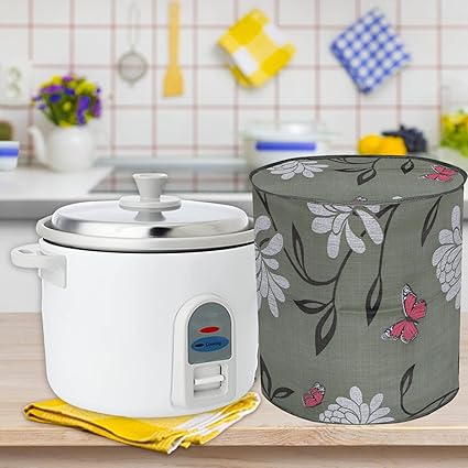 E-Retailer PVC Waterproof Automatic Cooker Cover for All Electric Rice cookers ( LXH-11X12.5 Inches, Green, Floral Print)