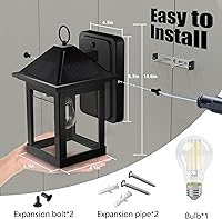 Vista 4 de 2 Pack Solar Outdoor Wall Lights for Fence Front Door Waterproof Dusk to Dawn Motion Sensor LED Sconce with 3 Modes,3000K E26 Bulb Included,Exterior