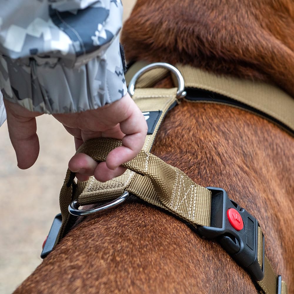 TSPRO Schweres Taktisches Hundegeschirr für Mittelgroße bis Große Hunde | Robustes Material, Schnellverschluss, Gepolsterter Griff, 3,8 cm Breit, Verstellbar, Zugfreies Design, Ideal für Spaziergänge