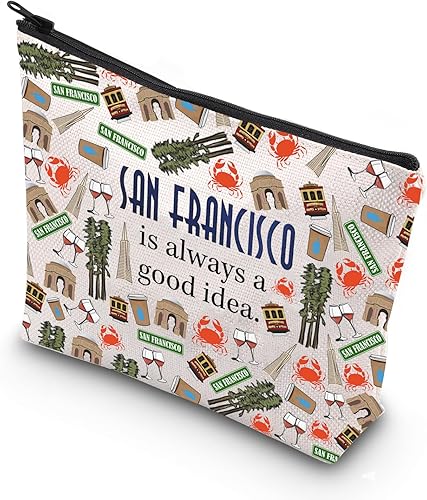 WCGXKO San Francisco regalo San Francisco Skyline regalo San Francisco bolsa con cremallera bolsa de maquillaje, San Francisco, Cremallera