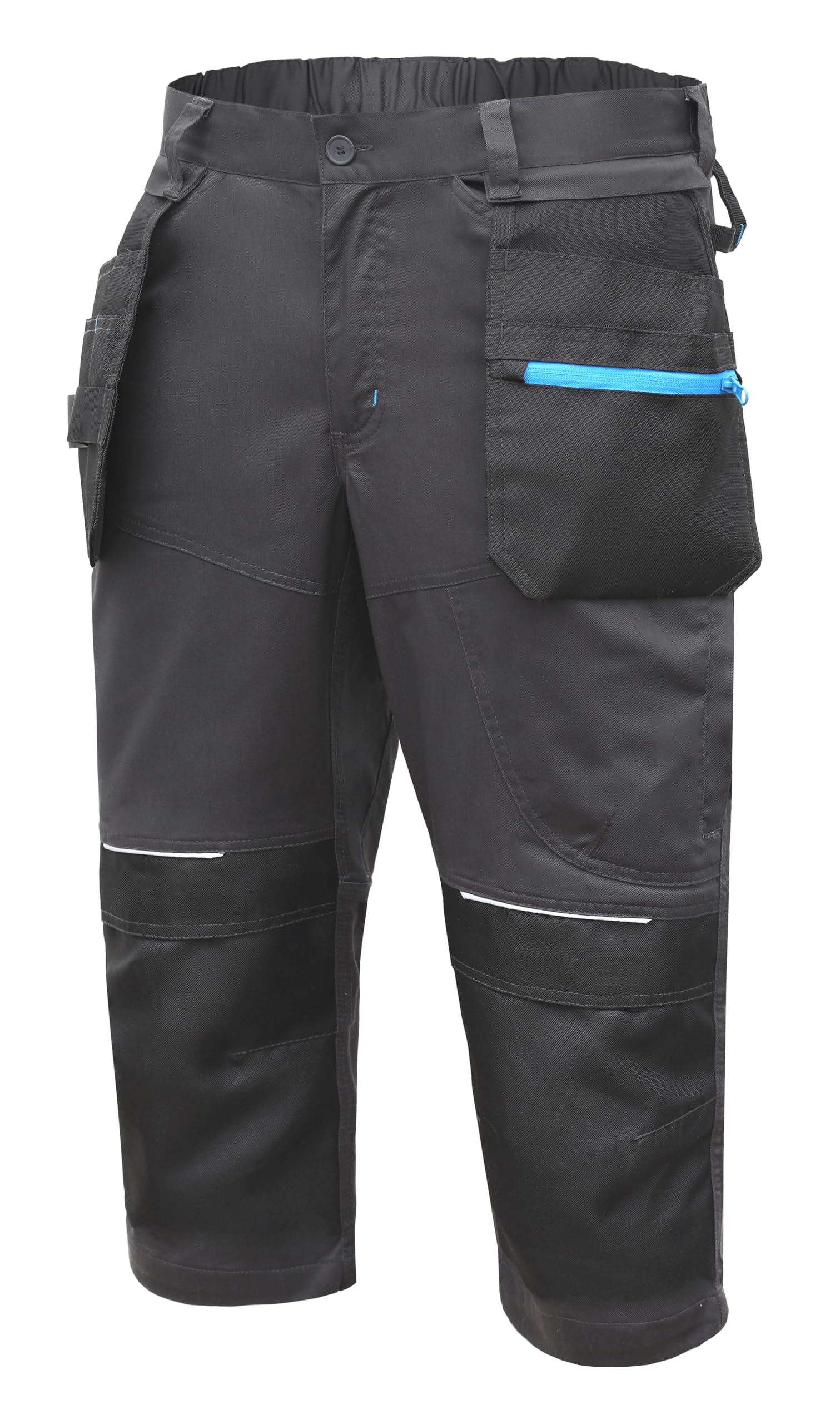 Högert Technik - WURNITZ Hose 3/4 schützendes Gummiband|Twill-Gewebe | Shorts mit Taschen | Herren Kurz Arbeitshose | Arbeitsshorts Arbeitshosen Männer | EN ISO 13688
