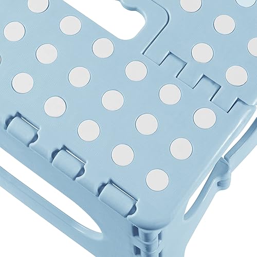 Miniatura 43 de Casafield Taburete plegable de 9 pulgadas con asa (juego de 2), gris, taburete plegable portátil de plástico pequeño para niños y adultos, uso en la