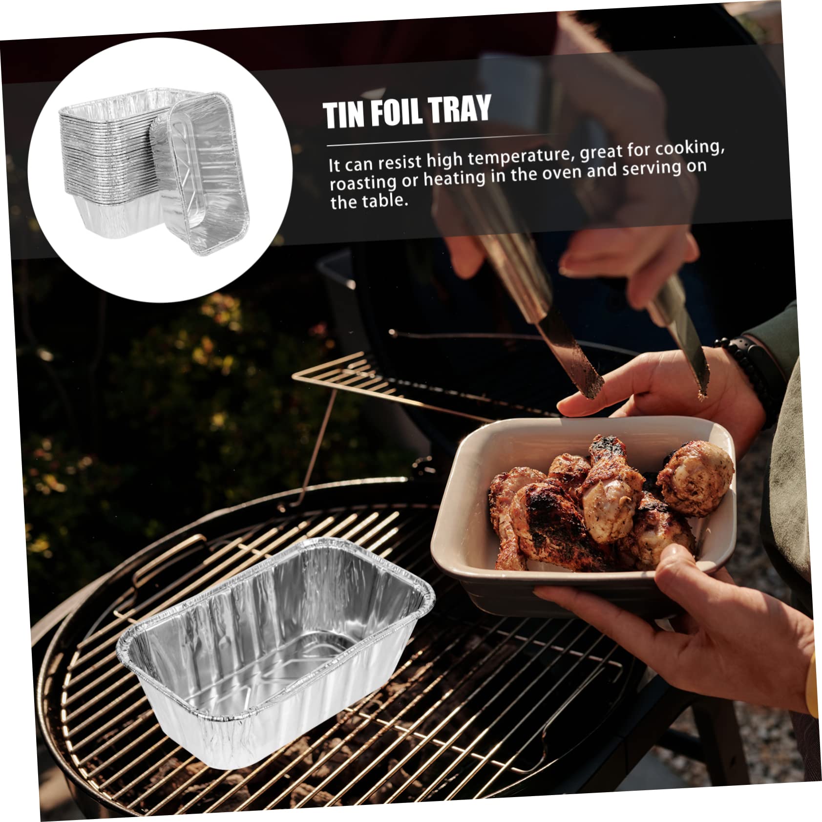 KICHOUSE 30 Stück Alufolienbehälter 430 Ml Hitzebeständig Stapelbar Aluminium Folienboxen zum Backen Grillen und Aufbewahren von Lebensmitteln Haushalts Back und Grillzubehör ohne Deckel