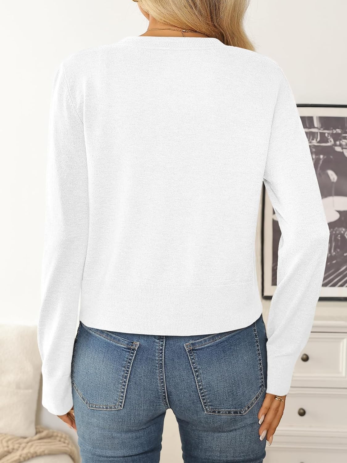 LILLUSORY Cropped Lightweight Cardigan Sweaters for Women Crew Neck Summer Clothes Fashion Spring Outfits 2026 - Image 4