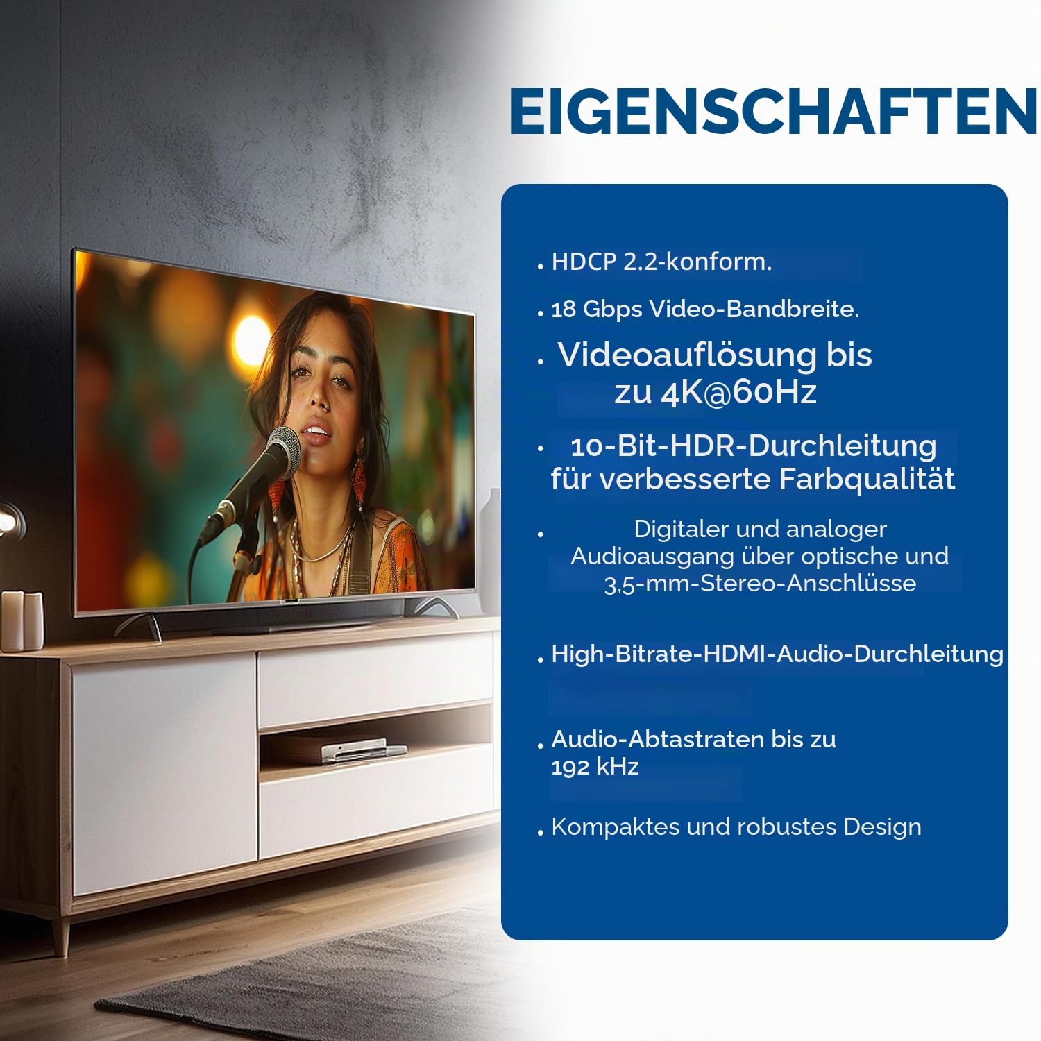OREI 4K Audio Extractor HDMI UltraHD 4K @ 60Hz 18G HDMI 2.0 Audio Converter SPDIF + 3.5mm Ausgang HDCP 2.2 - Dolby Digital/DTS Passthrough CEC, HDR, Dolby Vision, HDR10 Unterstützung (HDA-912)