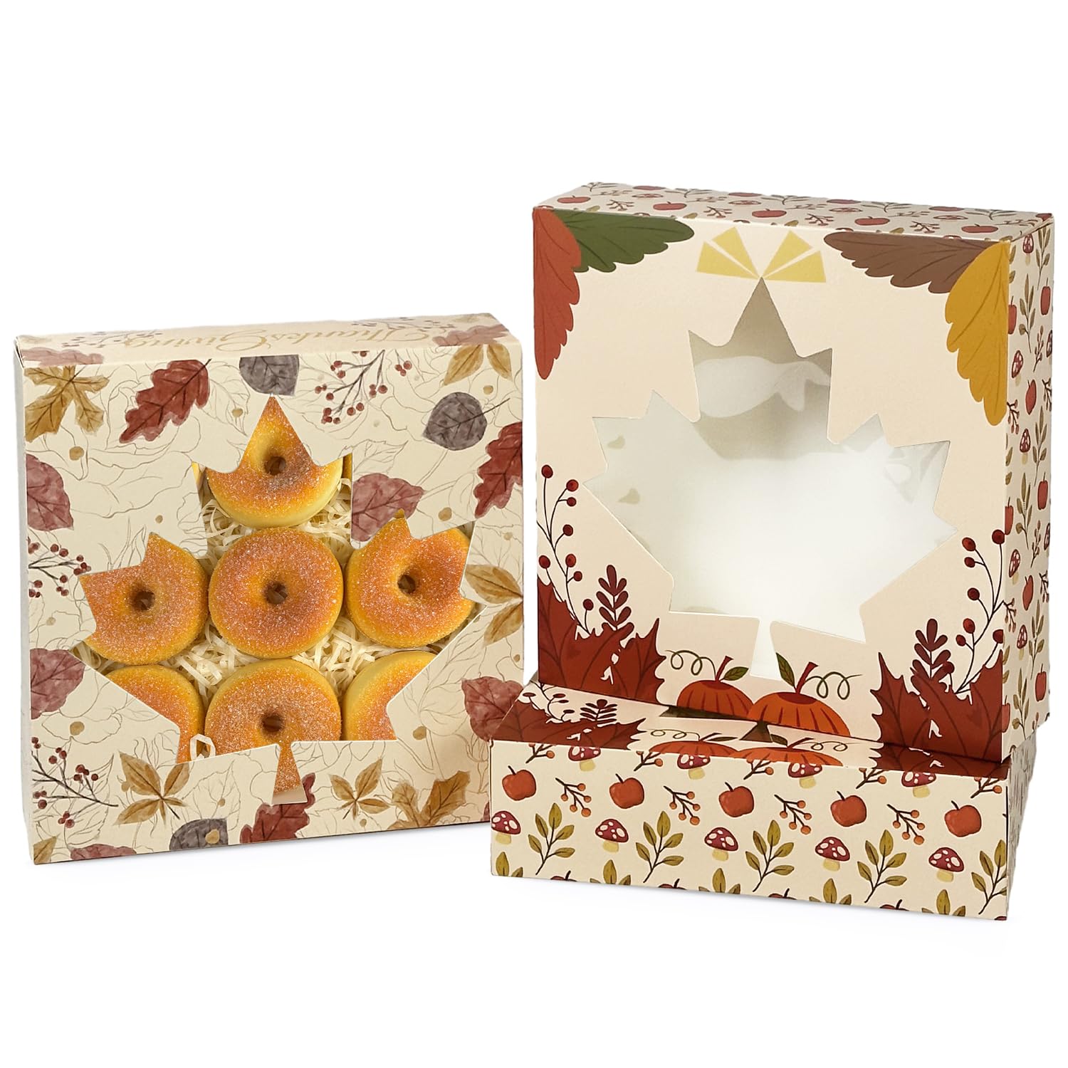 qiqeeThanksgiving Boxes with Window 24packs 9x9x2.5 Inch Bakery Box Pastry Box for Thanksgiving Day