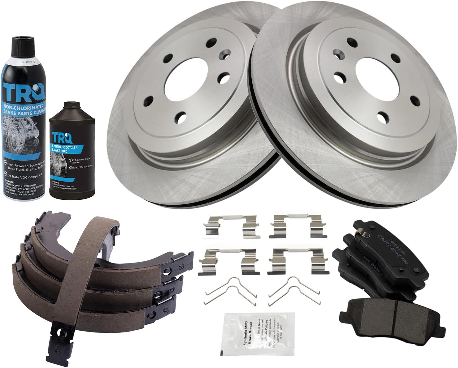 TRQ Rear Brake Pad & Rotor Kit Compatible with 2014 Cadillac