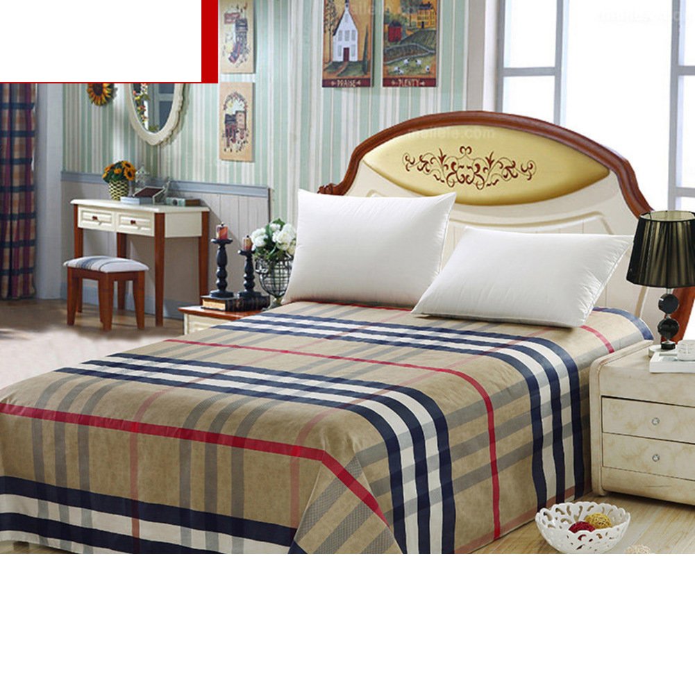 Drap plat en coton sergé épais 200x230cm imprimé pour lit deux places