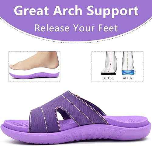 Miniatura 6 de KuaiLu - Sandalias ortopédicas de moda para mujeres, ligeras, tipo tenis deportivos, con plantilla de goma suave. Sandalias con cierre tipo slip-on,