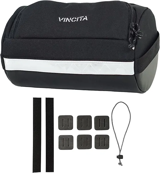 Vincita Everywhere Bike Handlebar Bag – Bicycle Front Bag with Foam Spacer Kit – Bikepacking Handlebar Bag for Road, Mountain, Touring, and Gravel Bikes – Cycling accessories (Black)