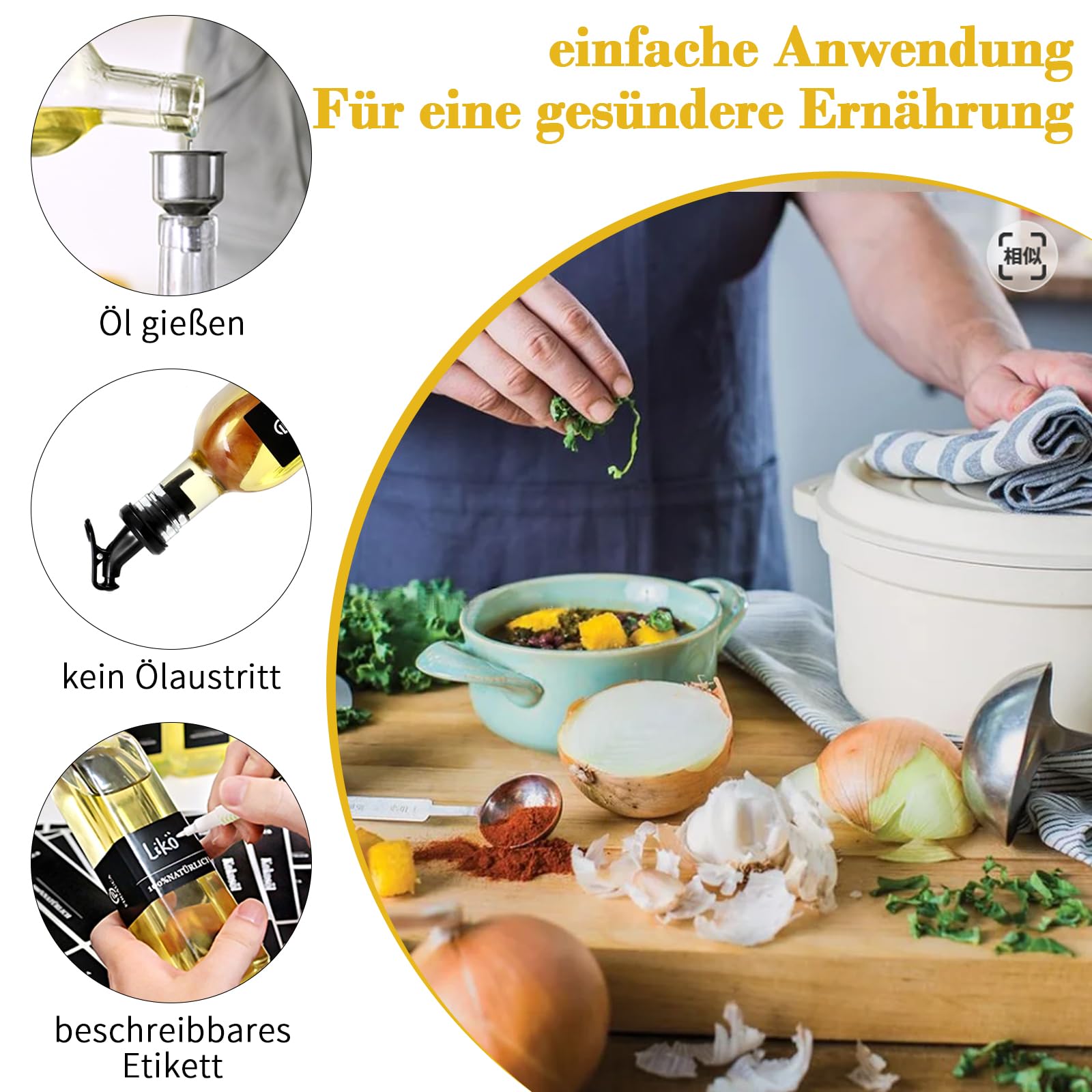 Devitre 12x Ölflaschen 500ml Mit Ausgießer - Braunes/Grünes Recycling-Glas Mit Etiketten