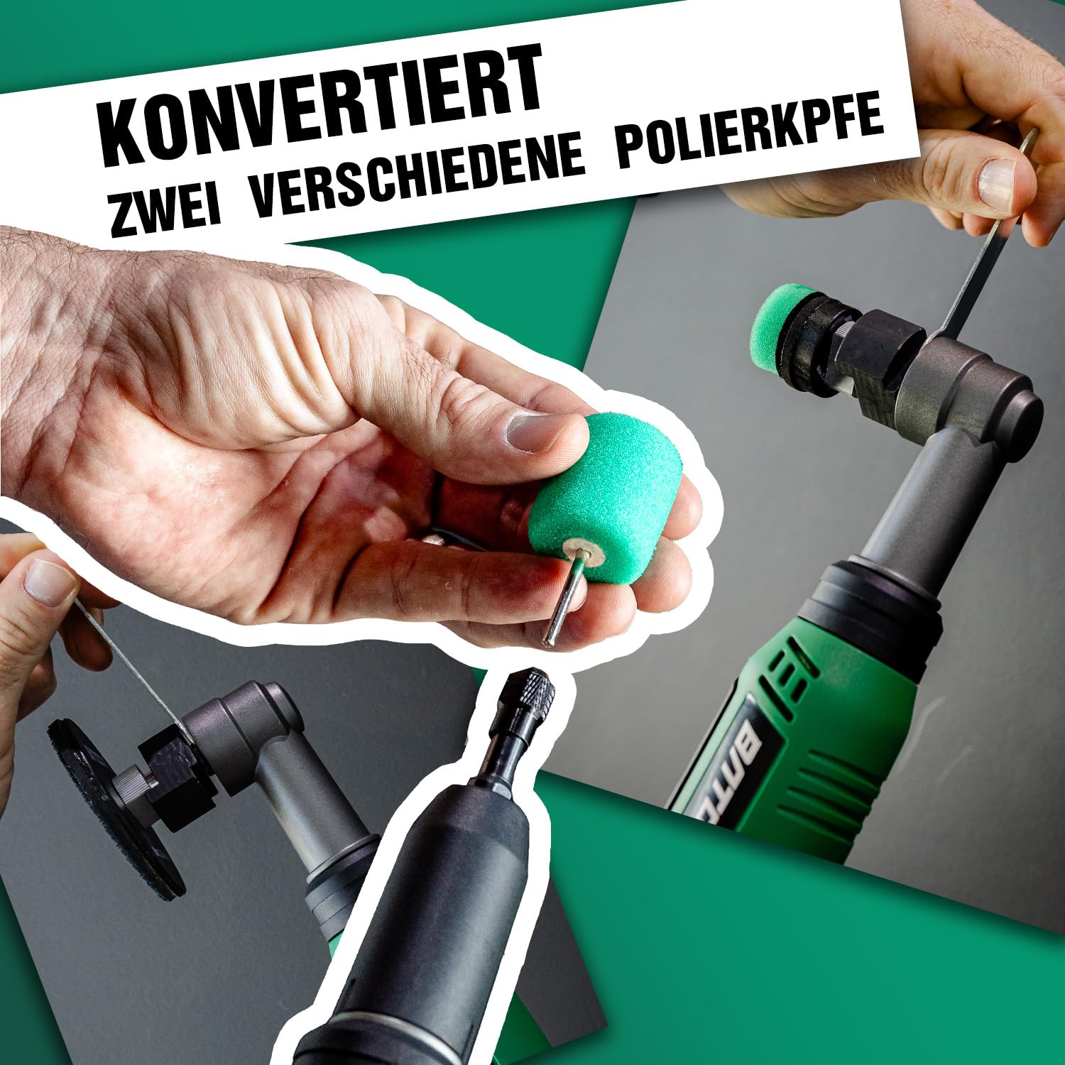 BATOCA S6 Mini Akku Poliermaschine,Profiset für Detailing und Lackpflege,12V Auto Polieren,DA&RO Polier Maschine,Polierer Puffer für Motorräder,1000-5000RPM&4200-21000RPM,25mm/50mm/75mm Schleifplatten
