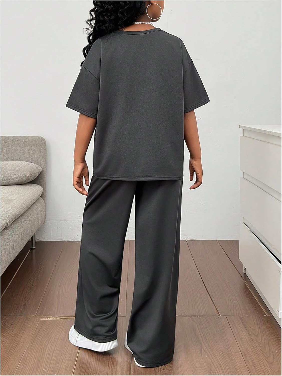 SOLY HUX Girl's Sweatsuit Short Sleeve T Shirts and Sweatpants Streetwear Summer Clothes 2 Piece - Image 3