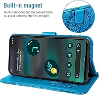 Vista 3 de Asuwish Funda de teléfono para Google Pixel 6A 5G 2022 con protector de pantalla de vidrio templado y piel de girasol, funda delgada con tapa