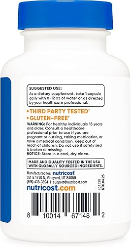 Miniatura 4 de Nutricost Picolinato de Zinc 50 mg, 120 cápsulas vegetarianas, sin gluten y sin OMG