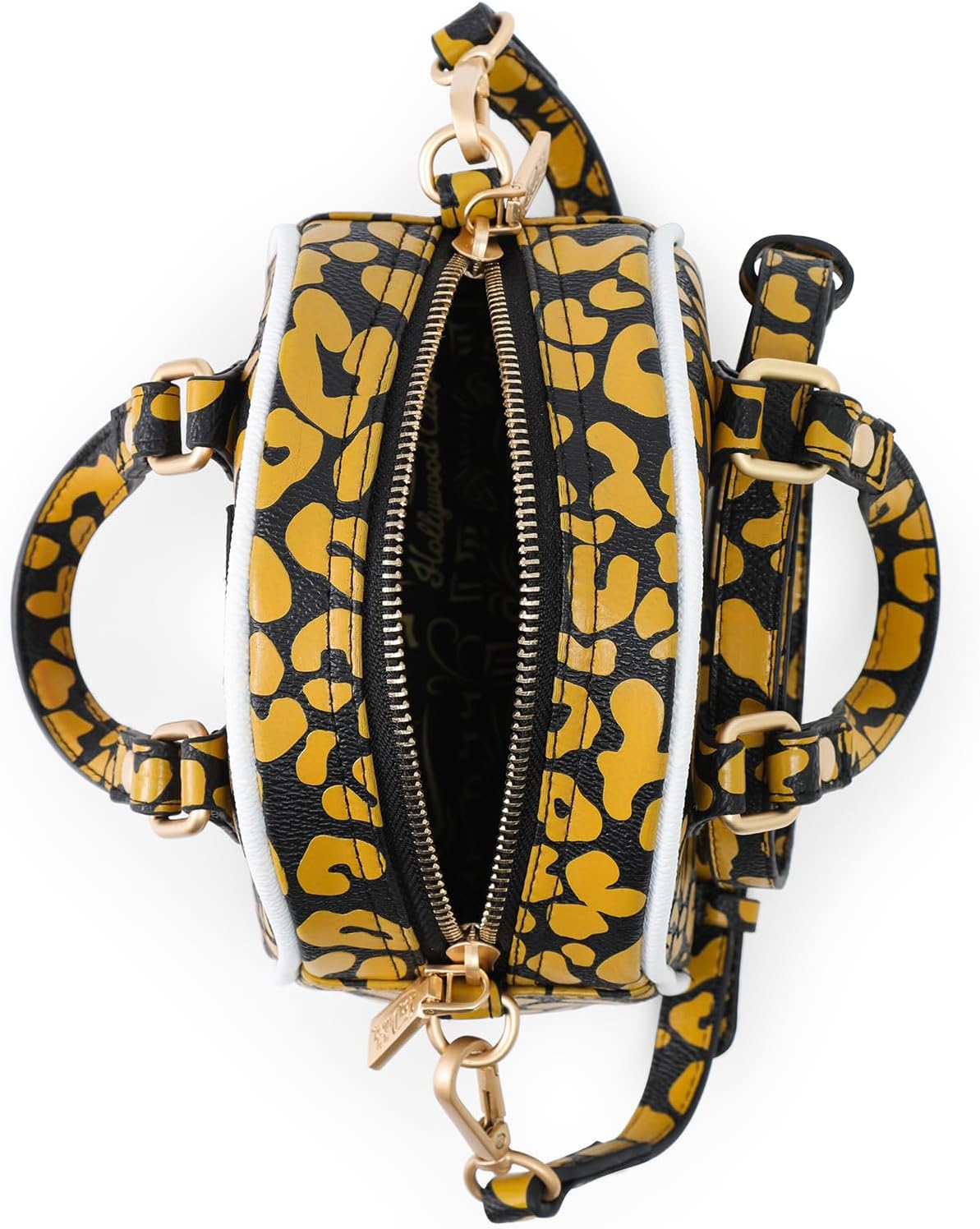 Von Dutch Mini Bowling Bag Cheetah Print | 6.8” Vegan Leather Crossbody with Logo Hardware, Top Handles & Zipper Pouch